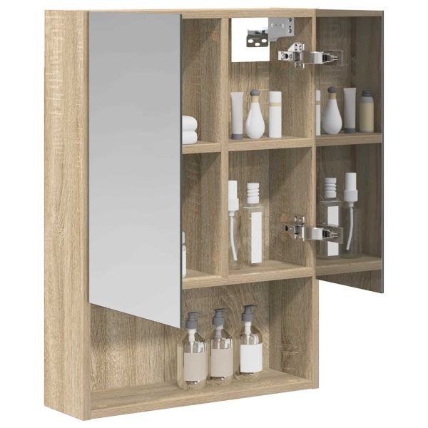 Шкаф с огледало за баня с рафт Сонома дъб 50 x 14,5 x 70 см