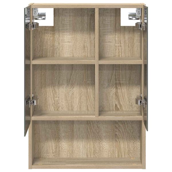 Шкаф с огледало за баня с рафт Сонома дъб 50 x 14,5 x 70 см