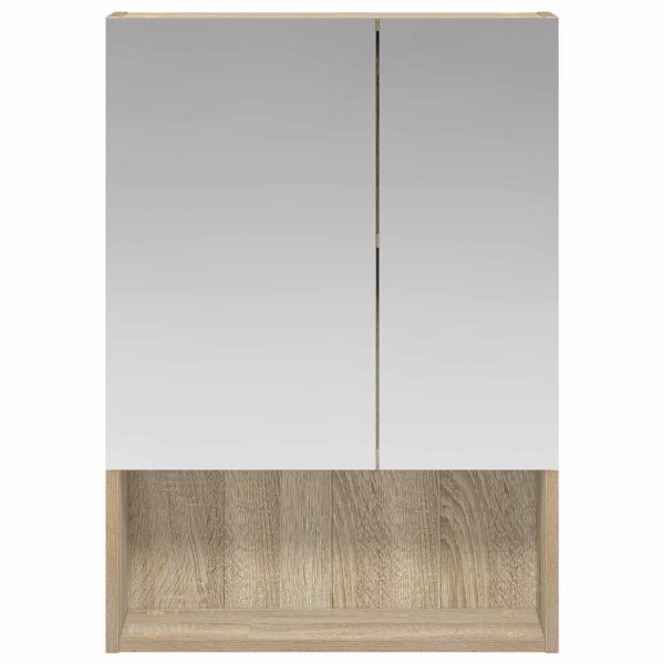 Шкаф с огледало за баня с рафт Сонома дъб 50 x 14,5 x 70 см
