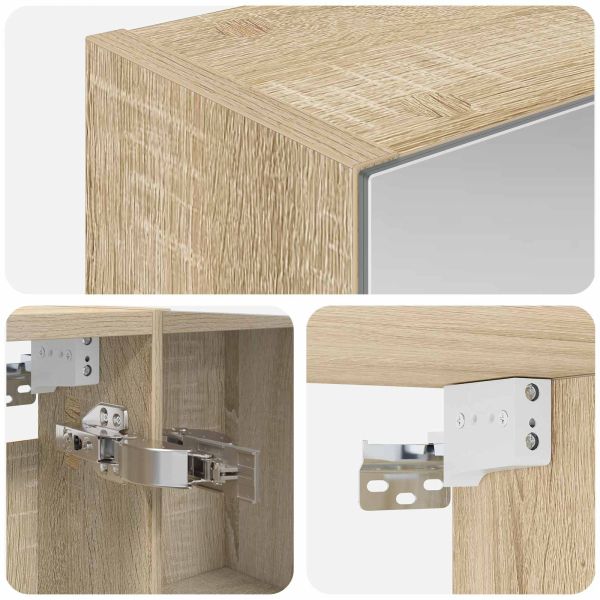 Шкаф с огледало за баня с рафт Сонома дъб 50 x 14,5 x 70 см