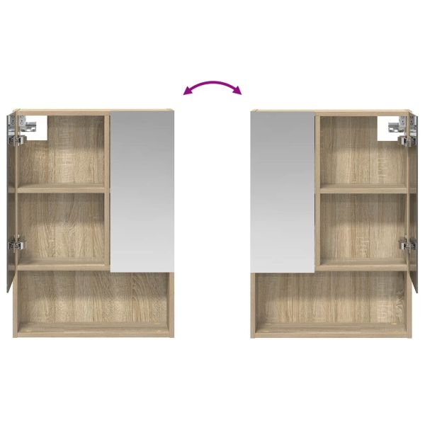 Шкаф с огледало за баня с рафт Сонома дъб 50 x 14,5 x 70 см