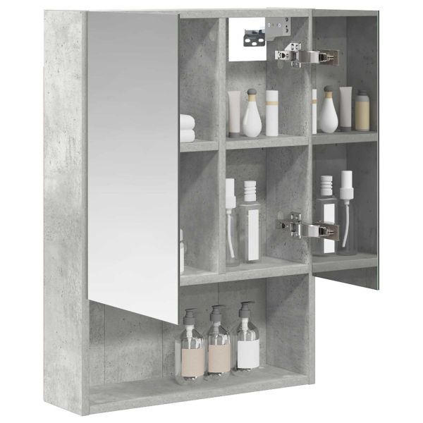 Шкаф с огледало за баня с рафт Циментено сиво 50 x 14,5 x 70 см