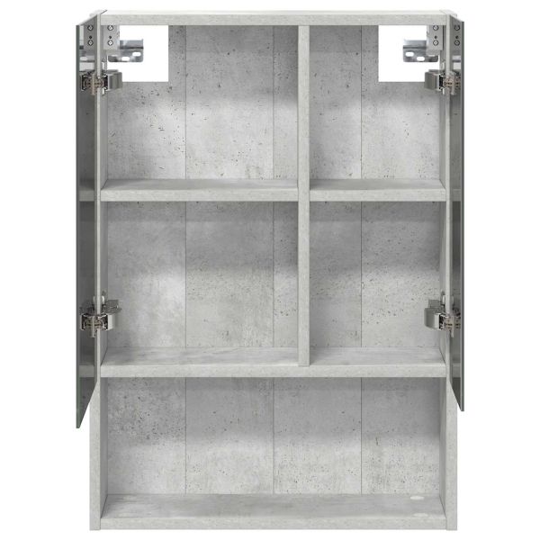 Шкаф с огледало за баня с рафт Циментено сиво 50 x 14,5 x 70 см