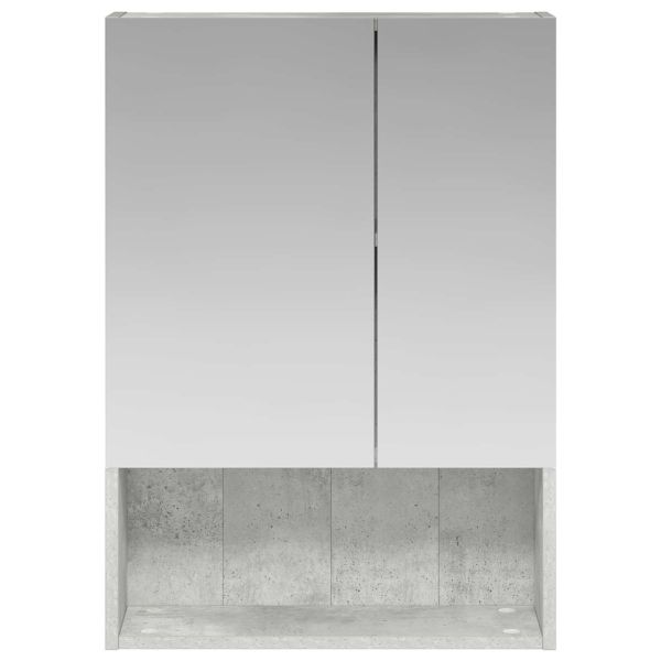 Шкаф с огледало за баня с рафт Циментено сиво 50 x 14,5 x 70 см