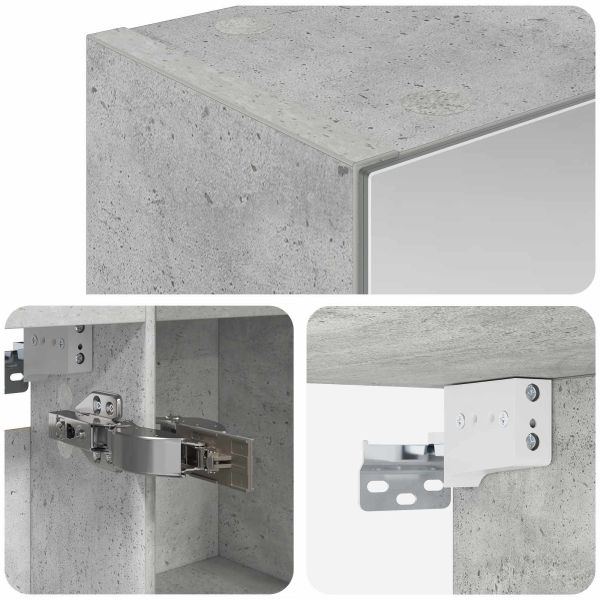 Шкаф с огледало за баня с рафт Циментено сиво 50 x 14,5 x 70 см