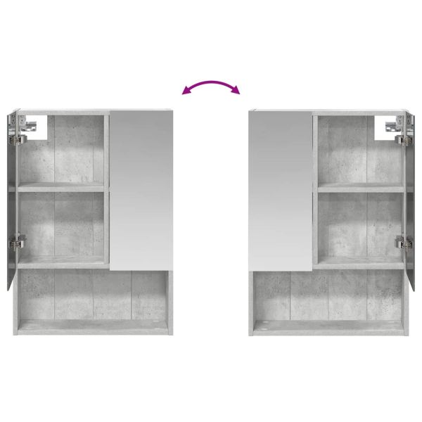 Шкаф с огледало за баня с рафт Циментено сиво 50 x 14,5 x 70 см