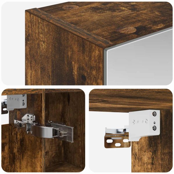 Шкаф с огледало за баня с рафт Димян дъб 50 x 14,5 x 70 см