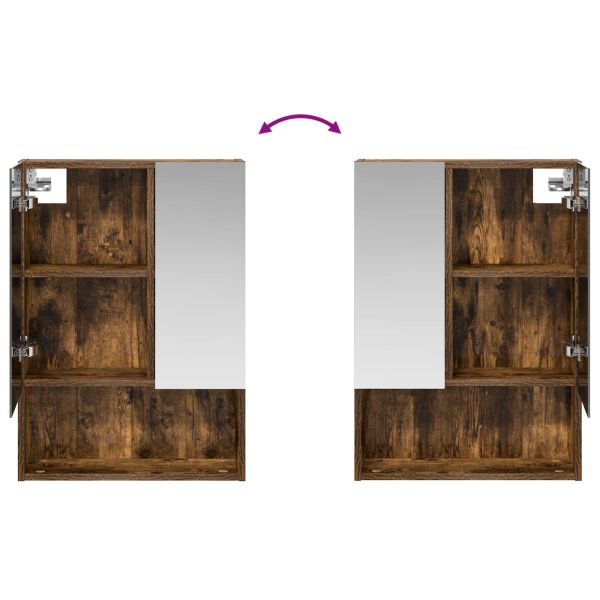 Шкаф с огледало за баня с рафт Димян дъб 50 x 14,5 x 70 см