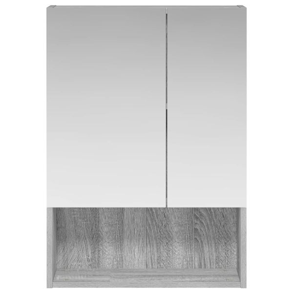 Шкаф с огледало за баня с рафт Сив Сонома 50 x 14,5 x 70 см