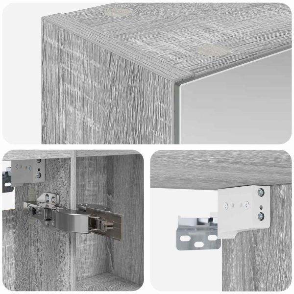 Шкаф с огледало за баня с рафт Сив Сонома 50 x 14,5 x 70 см