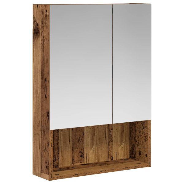 Шкаф с огледало за баня с рафт Старо дърво 50 x 14,5 x 70 см