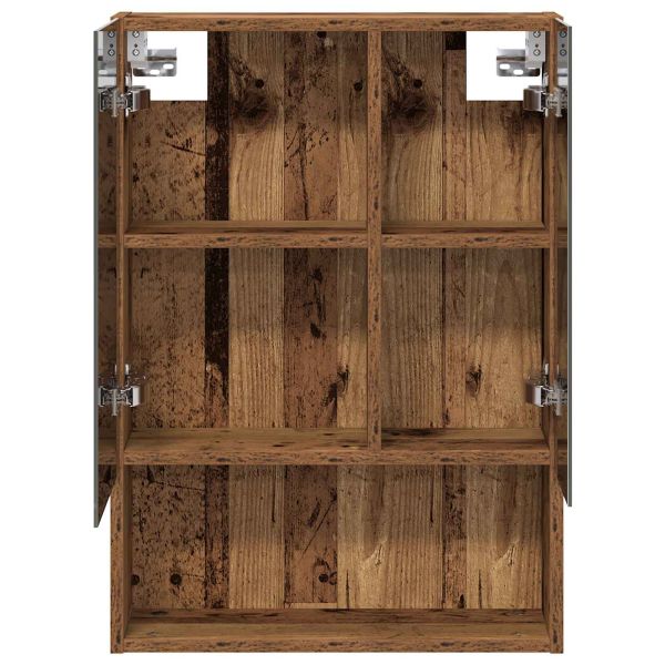 Шкаф с огледало за баня с рафт Старо дърво 50 x 14,5 x 70 см