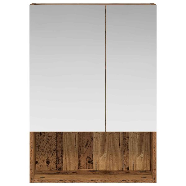Шкаф с огледало за баня с рафт Старо дърво 50 x 14,5 x 70 см
