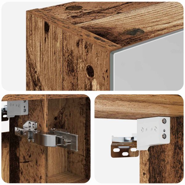 Шкаф с огледало за баня с рафт Старо дърво 50 x 14,5 x 70 см