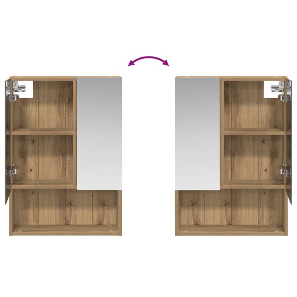 Шкаф с огледало за баня с рафт Дъб Артизан 50 x 14,5 x 70 см