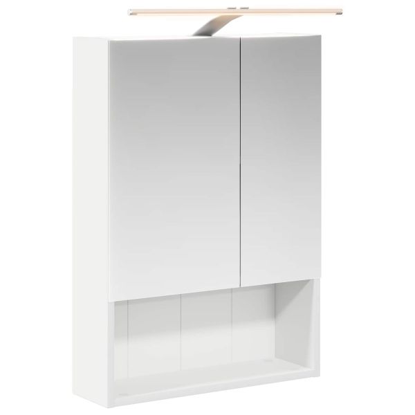 Шкаф с огледало за баня Бяло 50 x 14,5 x 70 см Инженерно дърво