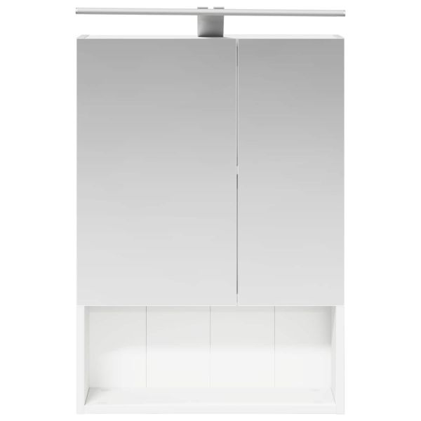 Шкаф с огледало за баня Бяло 50 x 14,5 x 70 см Инженерно дърво