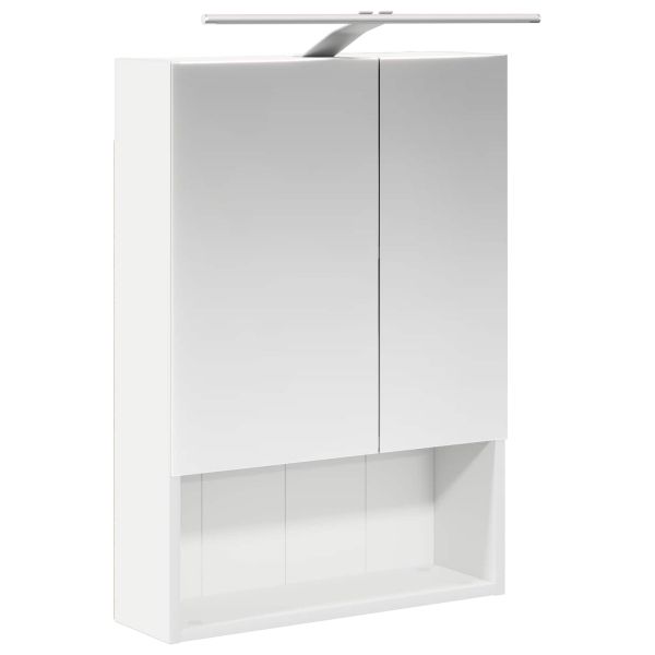Шкаф с огледало за баня Бяло 50 x 14,5 x 70 см Инженерно дърво