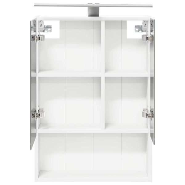 Шкаф с огледало за баня Бяло 50 x 14,5 x 70 см Инженерно дърво