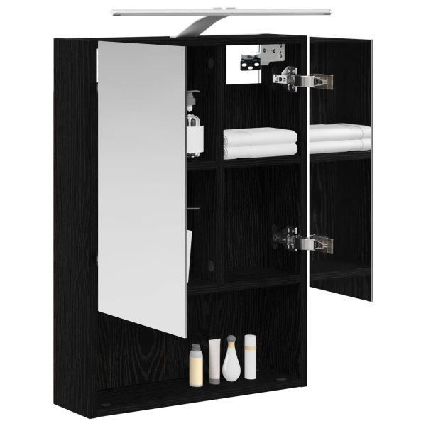 Шкаф с огледало за баня с рафт Черния дъб 50 x 14,5 x 70 см