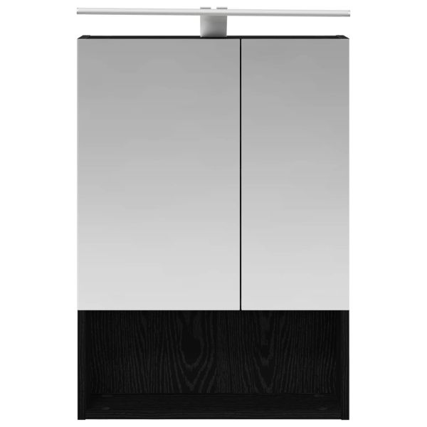 Шкаф с огледало за баня с рафт Черния дъб 50 x 14,5 x 70 см