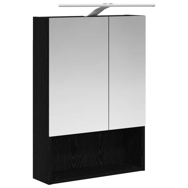 Шкаф с огледало за баня с рафт Черния дъб 50 x 14,5 x 70 см