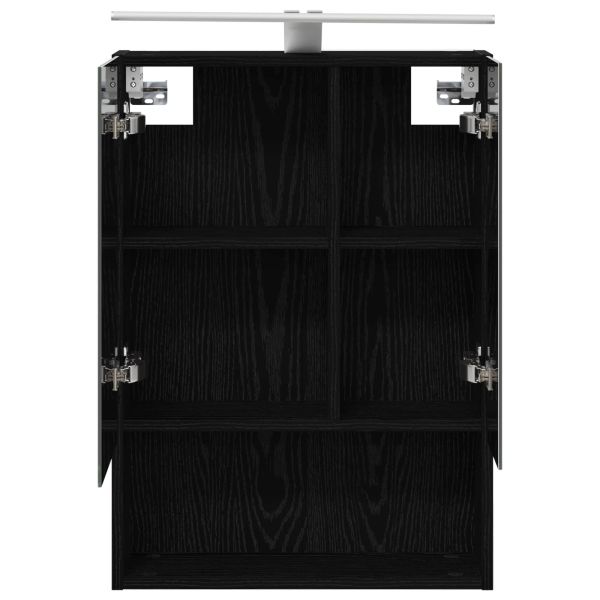 Шкаф с огледало за баня с рафт Черния дъб 50 x 14,5 x 70 см