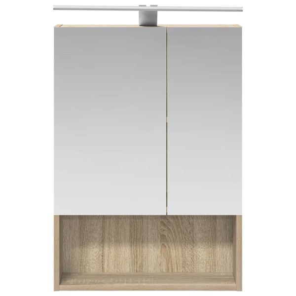 Шкаф с огледало за баня с рафт Сонома дъб 50 x 14,5 x 70 см
