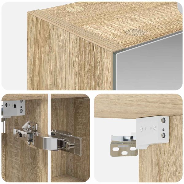 Шкаф с огледало за баня с рафт Сонома дъб 50 x 14,5 x 70 см