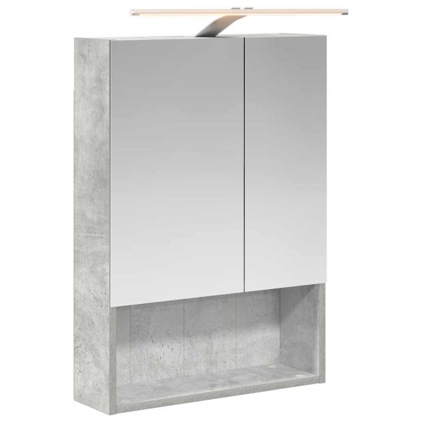 Шкаф с огледало за баня с рафт Циментено сиво 50 x 14,5 x 70 см