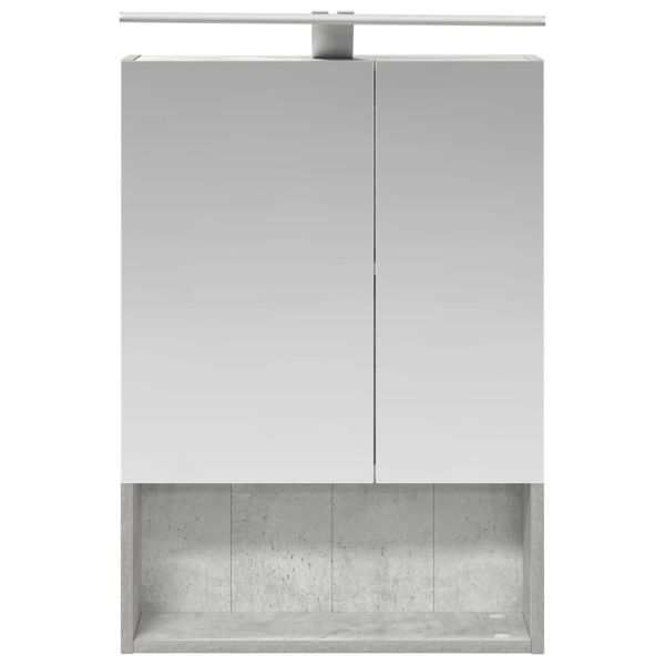 Шкаф с огледало за баня с рафт Циментено сиво 50 x 14,5 x 70 см