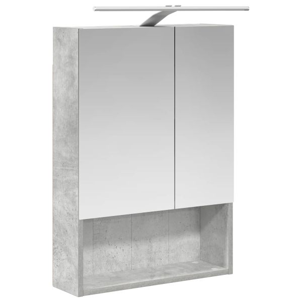 Шкаф с огледало за баня с рафт Циментено сиво 50 x 14,5 x 70 см
