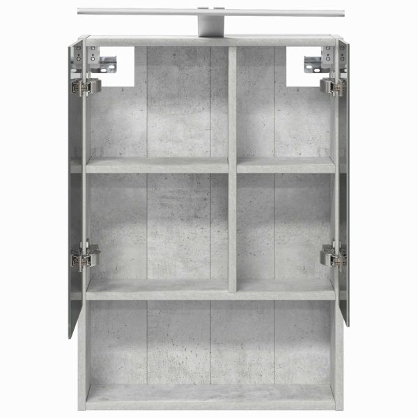 Шкаф с огледало за баня с рафт Циментено сиво 50 x 14,5 x 70 см