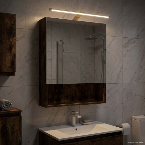 Шкаф с огледало за баня с рафт Димян дъб 50 x 14,5 x 70 см
