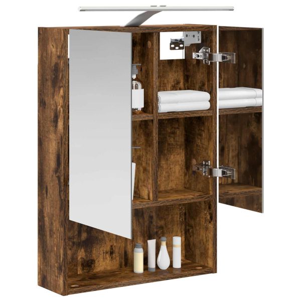 Шкаф с огледало за баня с рафт Димян дъб 50 x 14,5 x 70 см
