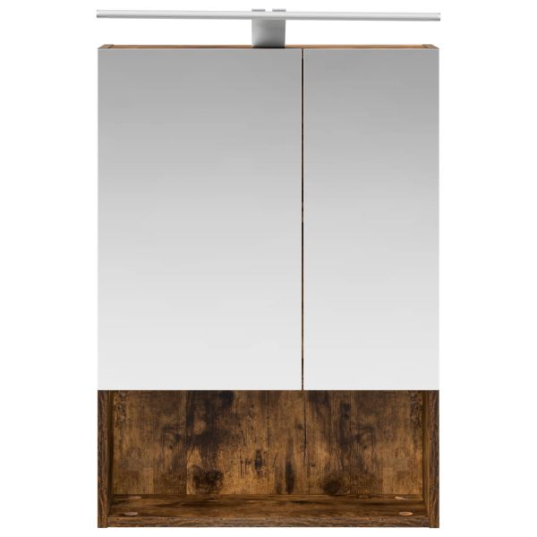 Шкаф с огледало за баня с рафт Димян дъб 50 x 14,5 x 70 см