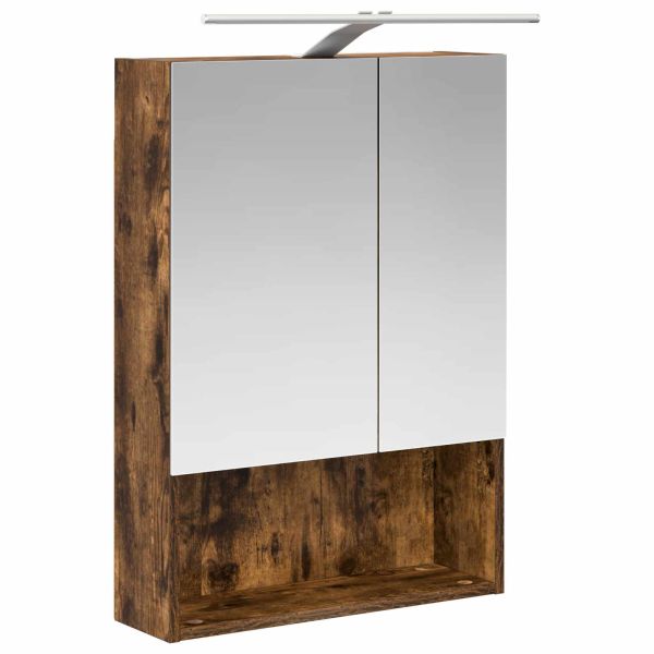 Шкаф с огледало за баня с рафт Димян дъб 50 x 14,5 x 70 см