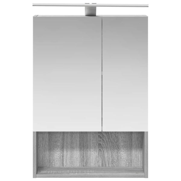 Шкаф с огледало за баня с рафт Сив Сонома 50 x 14,5 x 70 см