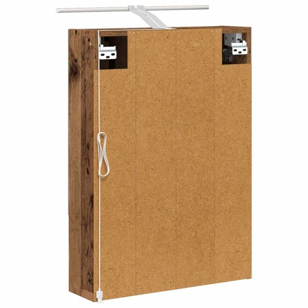 Шкаф с огледало за баня с рафт Старо дърво 50 x 14,5 x 70 см