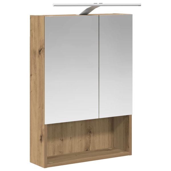 Шкаф с огледало за баня с рафт Дъб Артизан 50 x 14,5 x 70 см