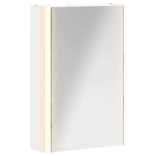 Шкаф с огледало за баня Бяло 33 x 11,5 x 50 см Инженерно дърво