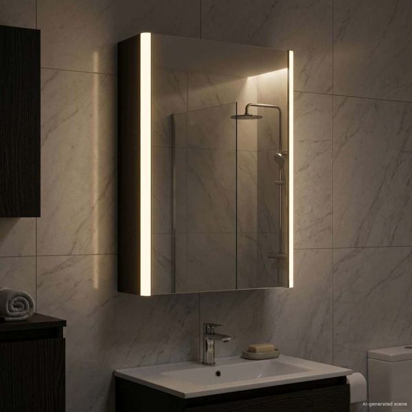 Шкаф с огледало за баня Черния дъб 33 x 11,5 x 50 см