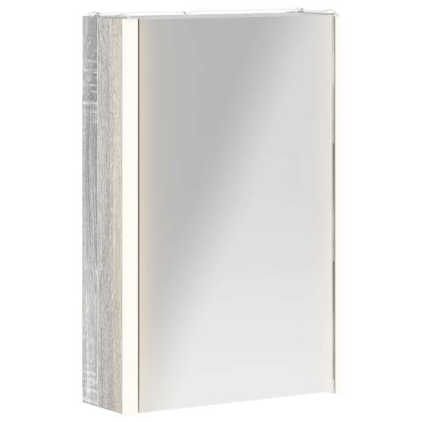 Шкаф с огледало за баня Сив Сонома 33 x 11,5 x 50 см