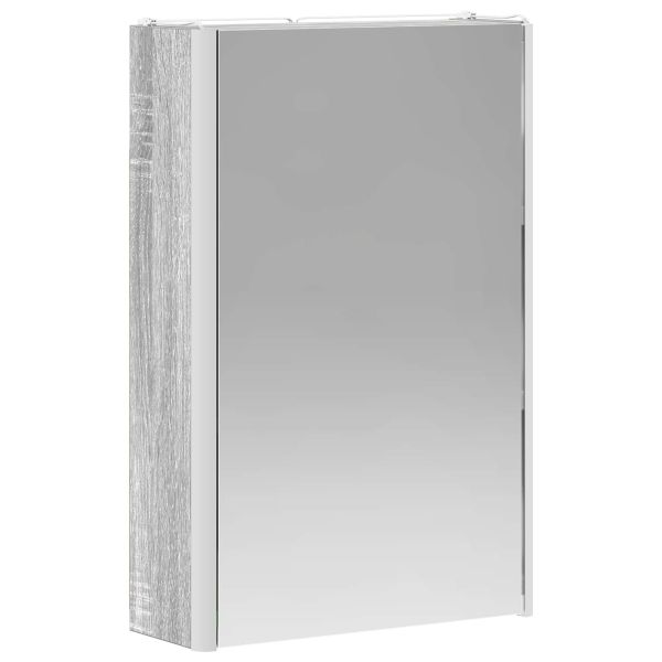 Шкаф с огледало за баня Сив Сонома 33 x 11,5 x 50 см