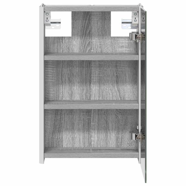 Шкаф с огледало за баня Сив Сонома 33 x 11,5 x 50 см