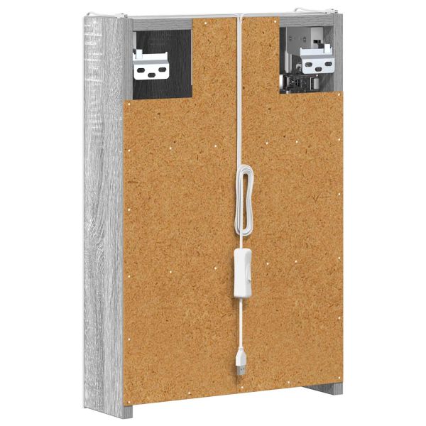 Шкаф с огледало за баня Сив Сонома 33 x 11,5 x 50 см