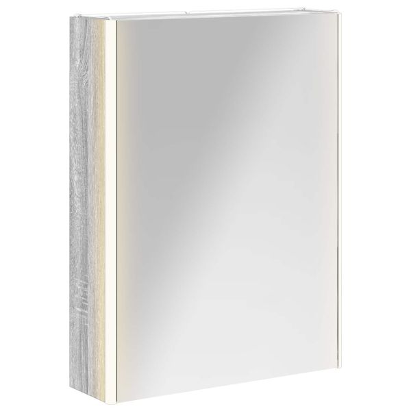 Шкаф с огледало за баня Сив Сонома 53,5 x 15,5 x 70 см