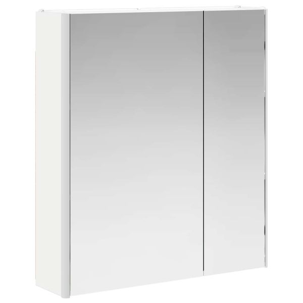 Шкаф с огледало за баня Бяло 63,5 x 15,5 x 70 см