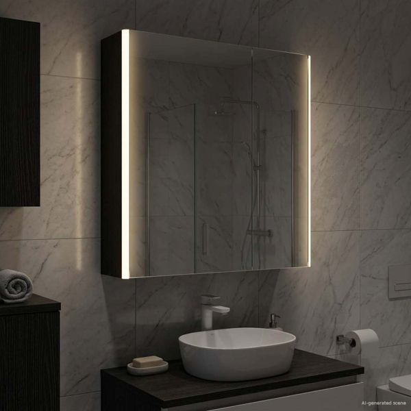 Шкаф с огледало за баня Черния дъб 63,5 x 15,5 x 70 см