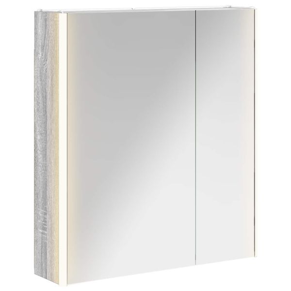 Шкаф с огледало за баня Сив Сонома 63,5 x 15,5 x 70 см